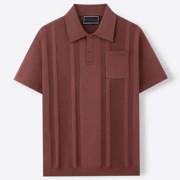 Men's Textured Stripe Polo Shirt | Short Sleeve