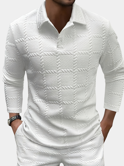 Men's Textured Polo | Long Sleeve