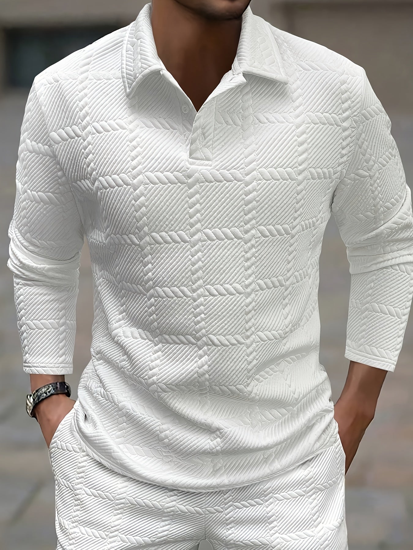 Men's Textured Polo | Long Sleeve