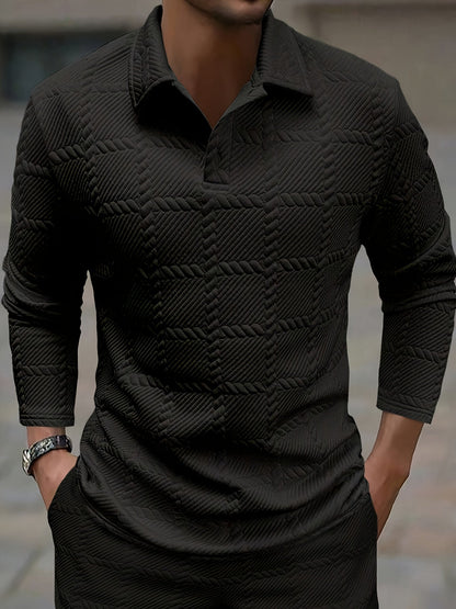 Men's Textured Polo | Long Sleeve