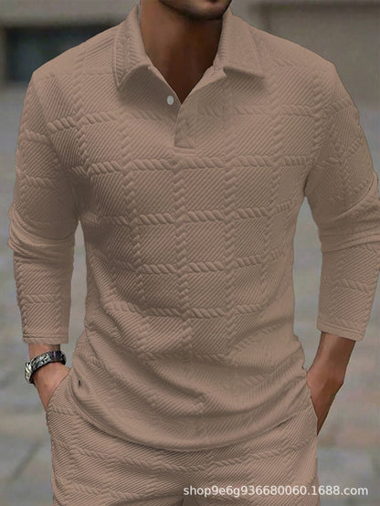 Men's Textured Polo | Long Sleeve