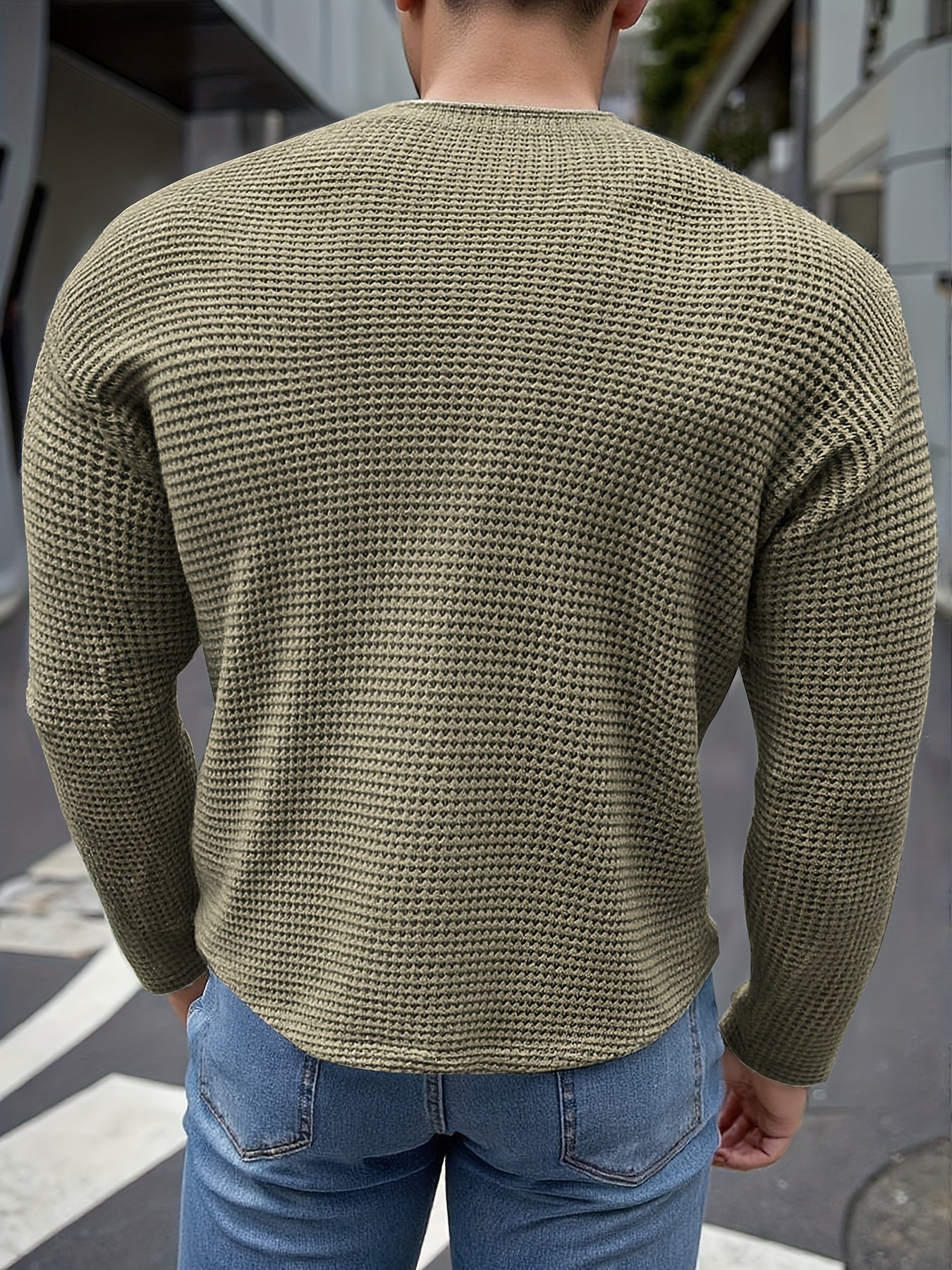 Clarence Textured Long Sleeve T Shirt | Crew Neck