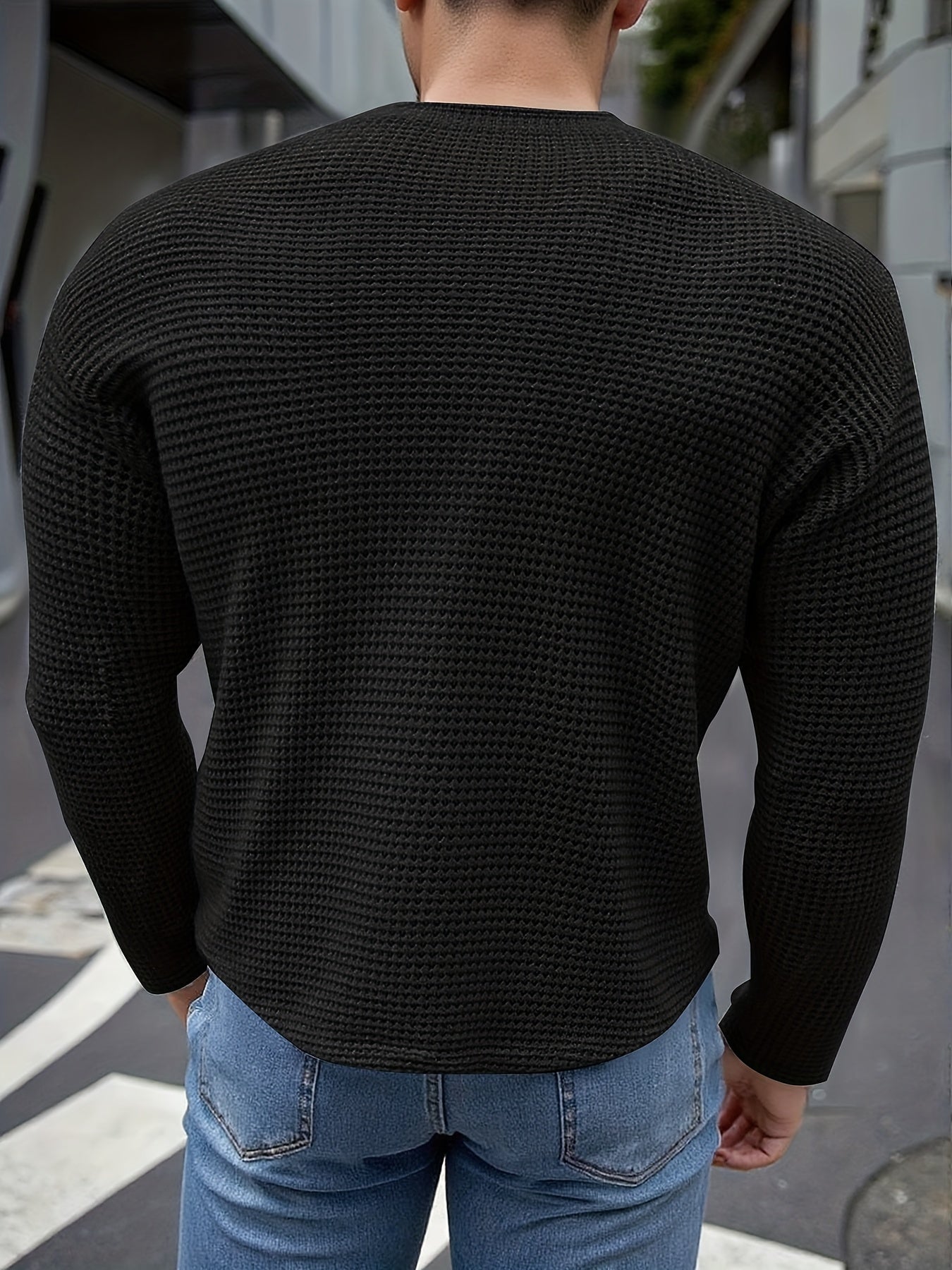 Clarence Textured Long Sleeve T Shirt | Crew Neck
