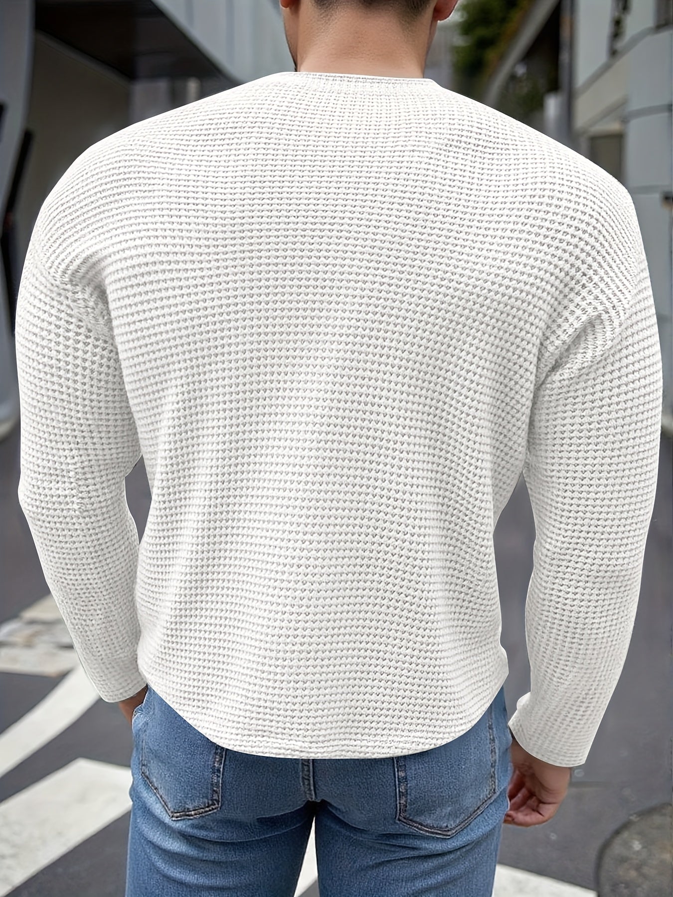 Clarence Textured Long Sleeve T Shirt | Crew Neck