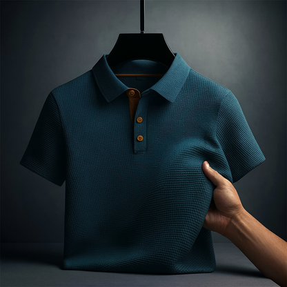 Men's Textured Knitted Polo | Short Sleeve