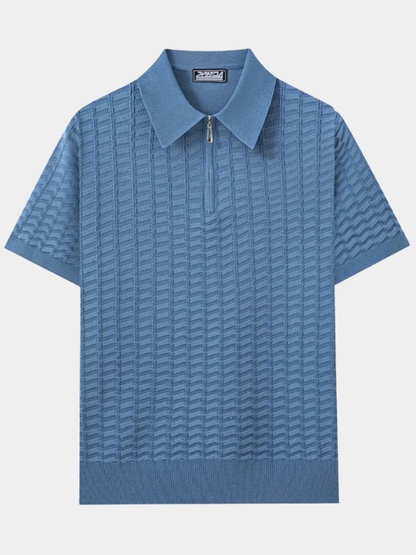 Men's Textured Polo | Zip Neck