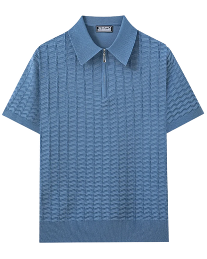 Men's Textured Polo | Zip Neck