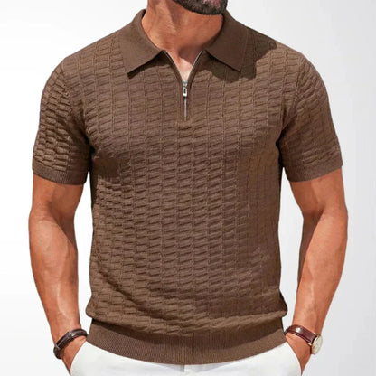 Men's Textured Polo | Zip Neck