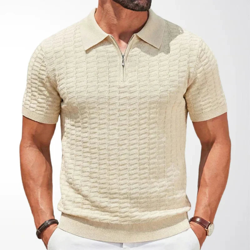 Men's Textured Polo | Zip Neck