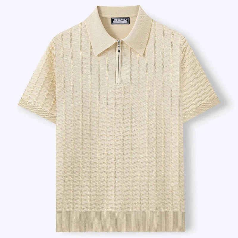 Men's Textured Polo | Zip Neck