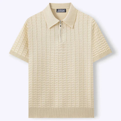 Men's Textured Polo | Zip Neck