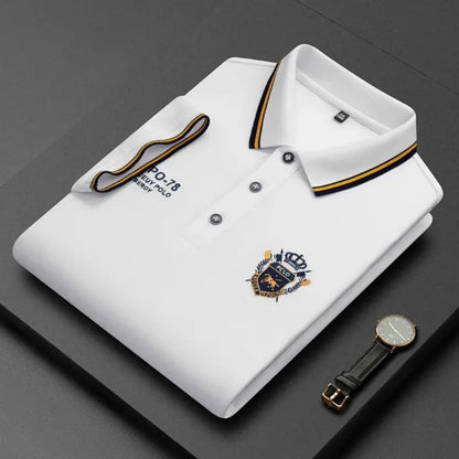 Men's Tipped Collar Embroidered Polo | Short Sleeve