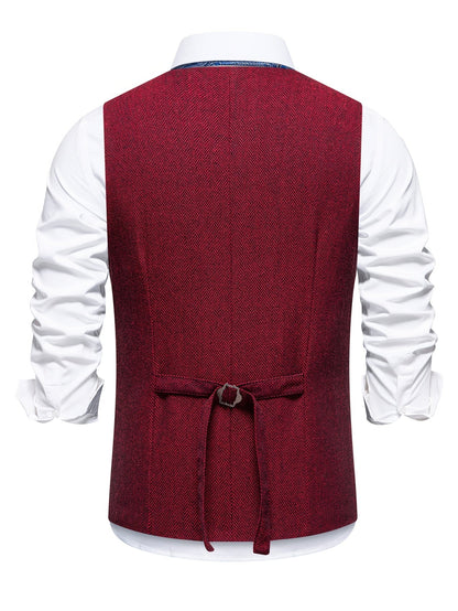 Men's Herringbone Tweed Waistcoat Suit | Double Breasted