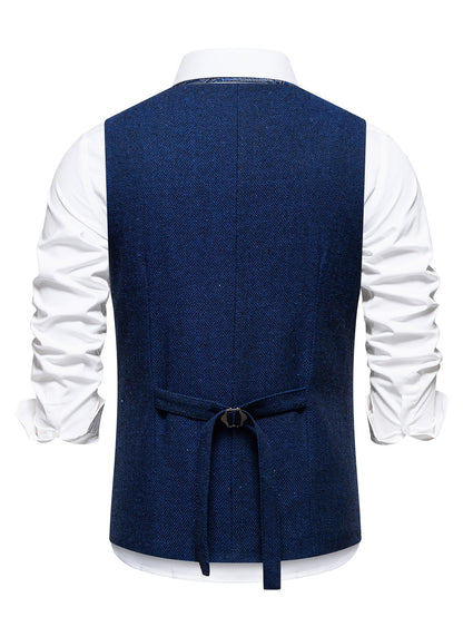 Men's Herringbone Tweed Waistcoat Suit | Double Breasted