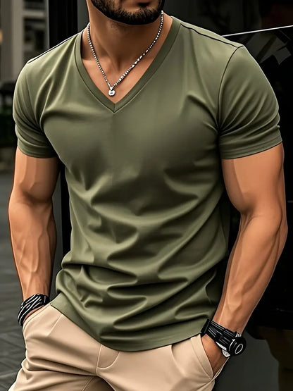 Men's Plain V-Neck T-Shirt | Slim Fit