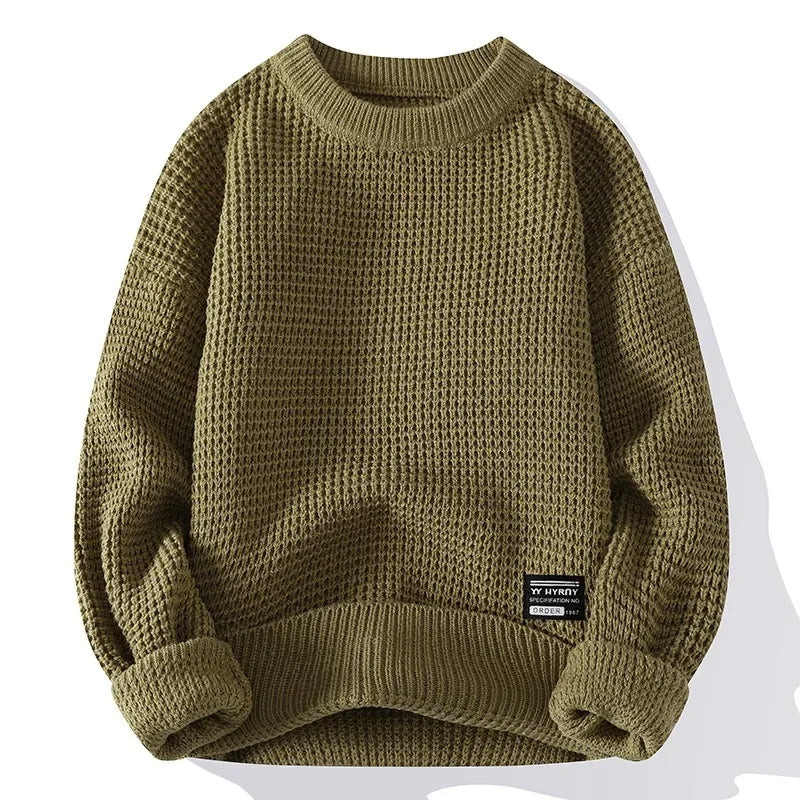 Men's Waffle Knit Jumper | Crew Neck