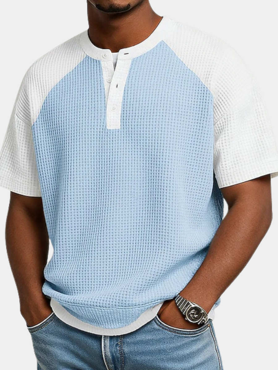 Men's Waffle Henley T-Shirt | Short Sleeve