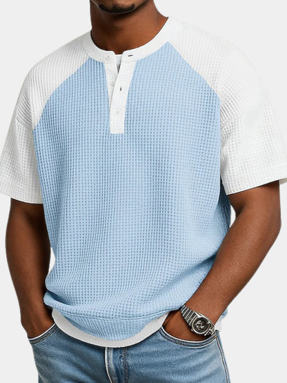 Men's Waffle Henley T-Shirt | Short Sleeve