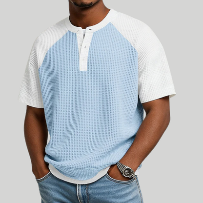 Men's Waffle Henley T-Shirt | Short Sleeve
