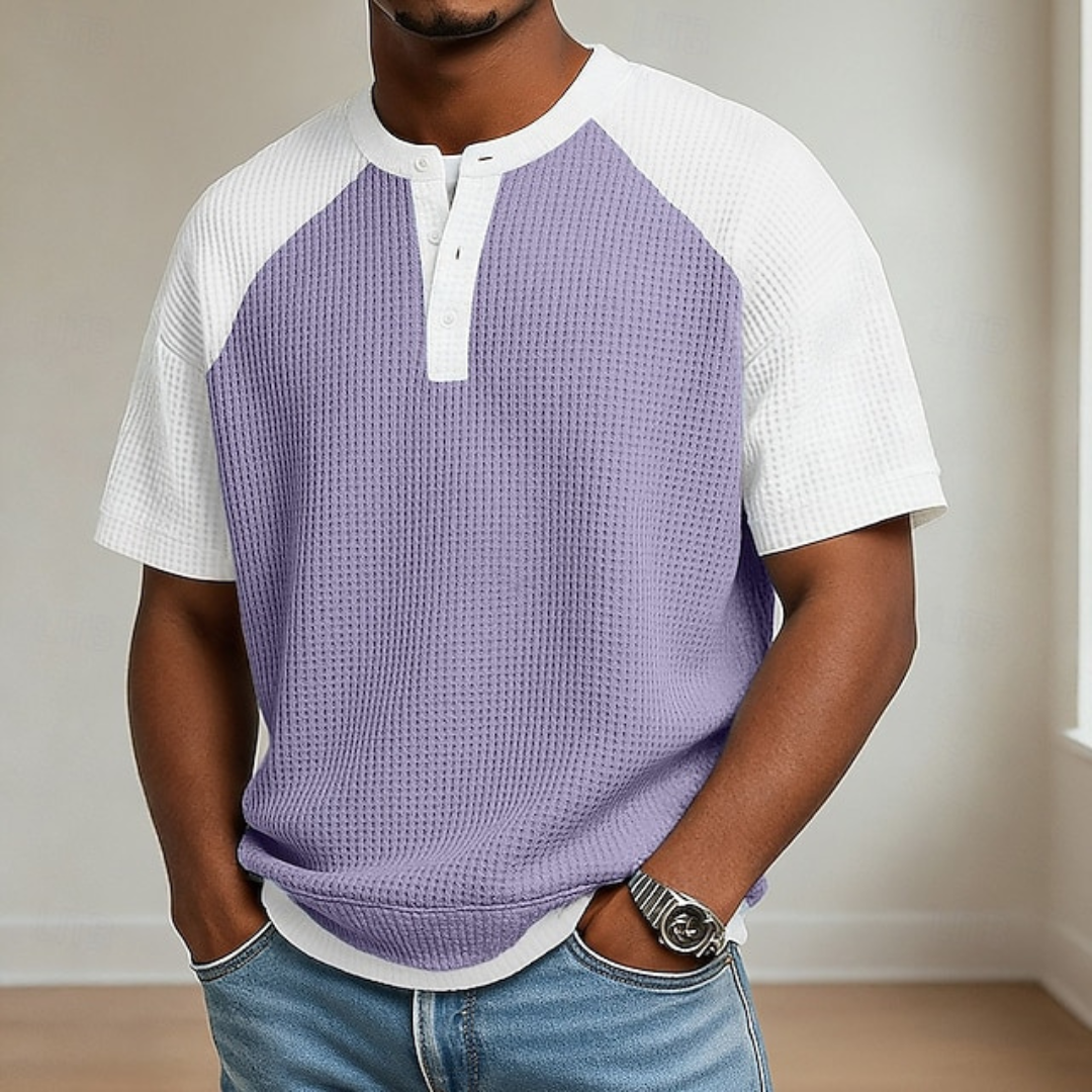 Men's Waffle Henley T-Shirt | Short Sleeve