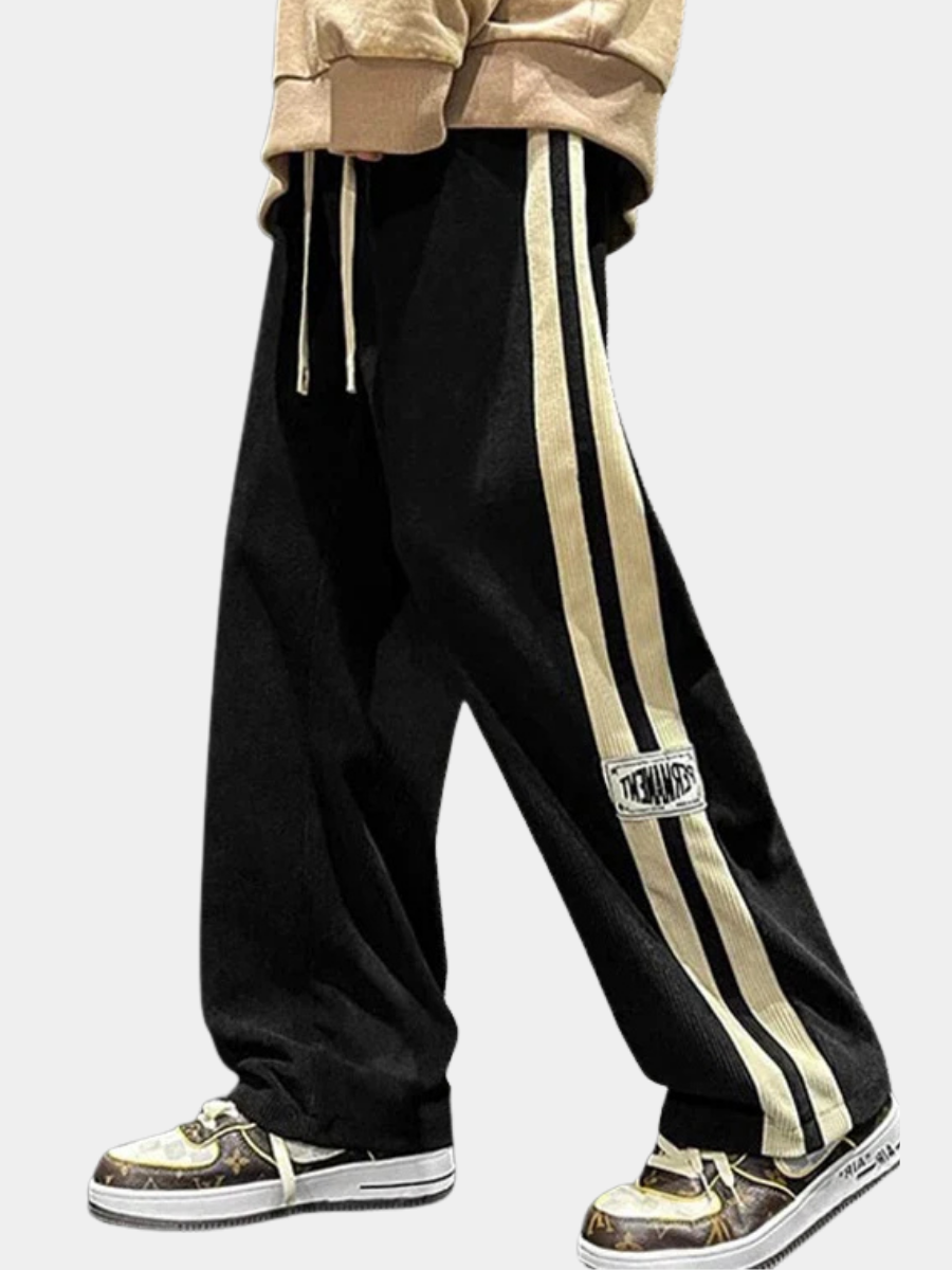 Men's Wide Leg Joggers | Side Stripe
