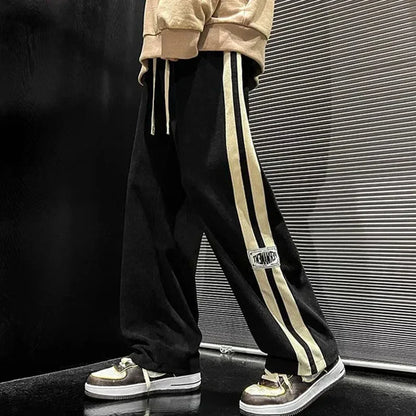 Men's Wide Leg Joggers | Side Stripe