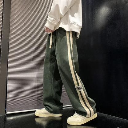Men's Wide Leg Joggers | Side Stripe