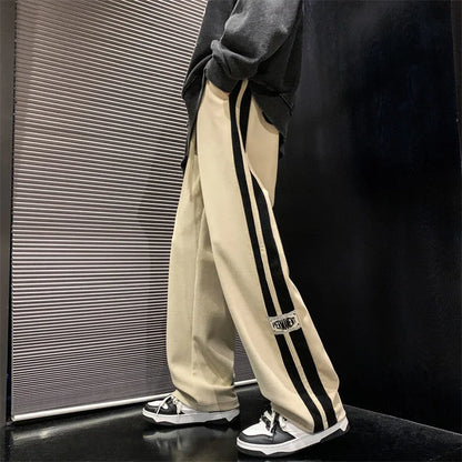 Men's Wide Leg Joggers | Side Stripe