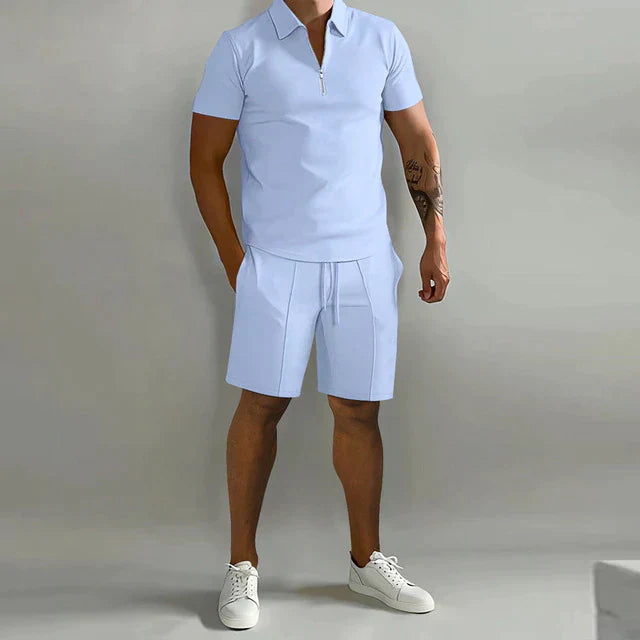 Men's Short Sleeve Polo Shirt | Zip Neck