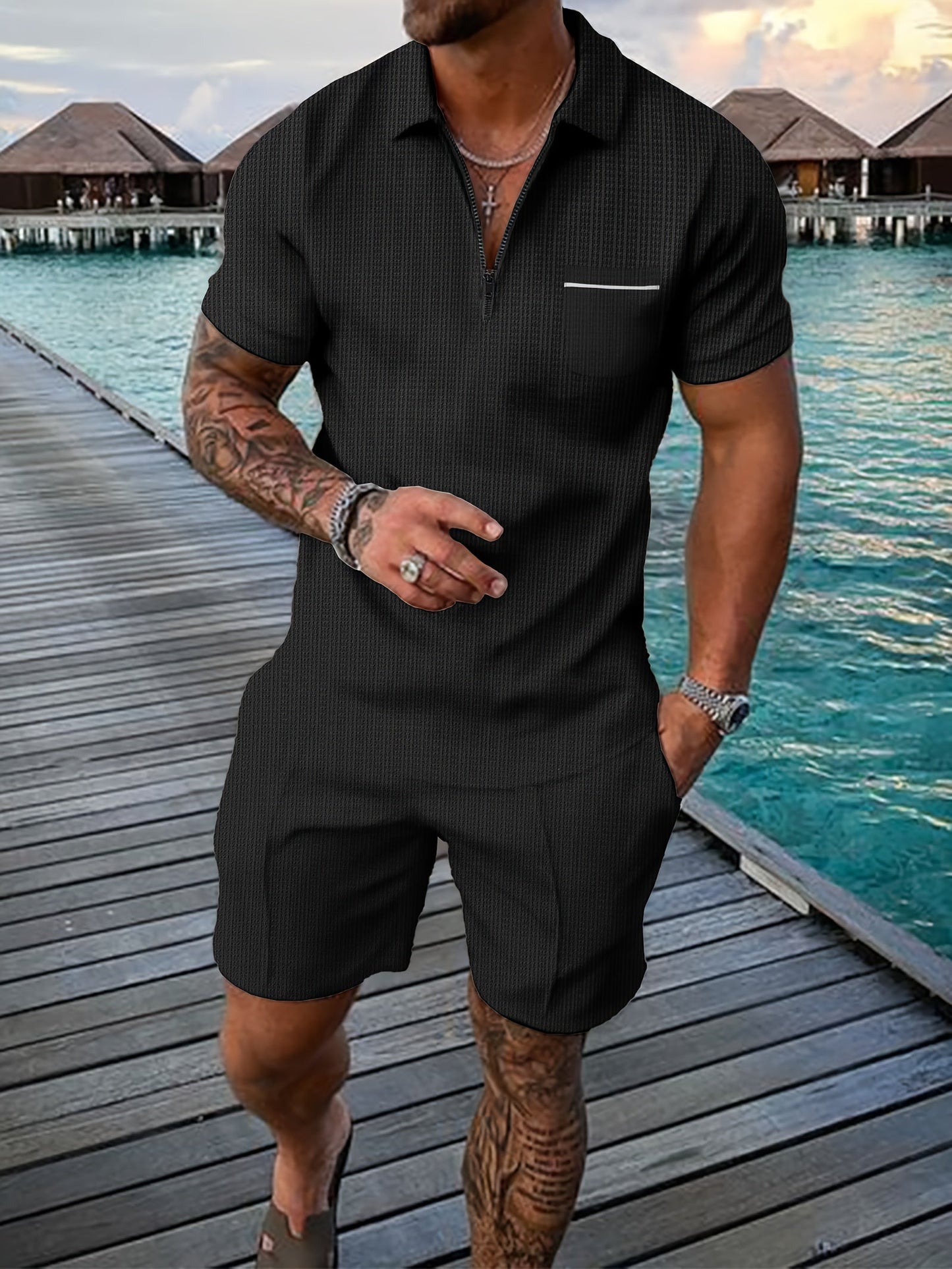 Men's Collar Polo Shirt | Zip