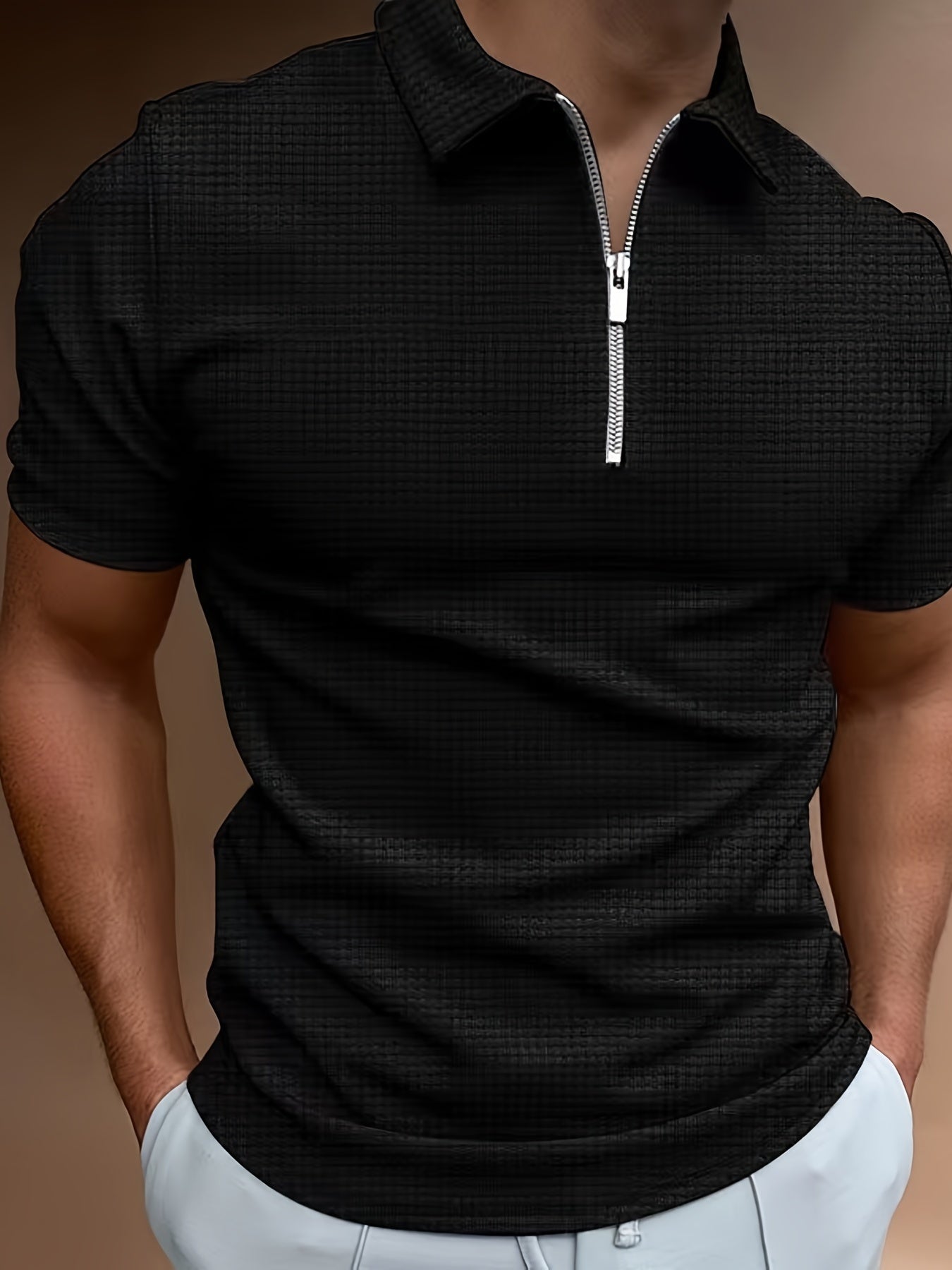 Men's Zip Neck Polo | Short Sleeve