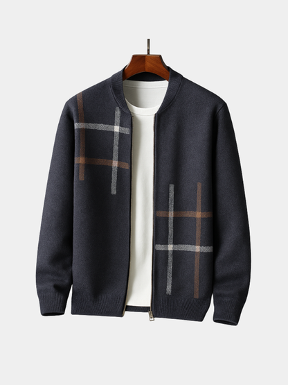 Men's Checked Cardigan | Zip Up