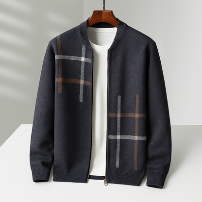 Men's Checked Cardigan | Zip Up