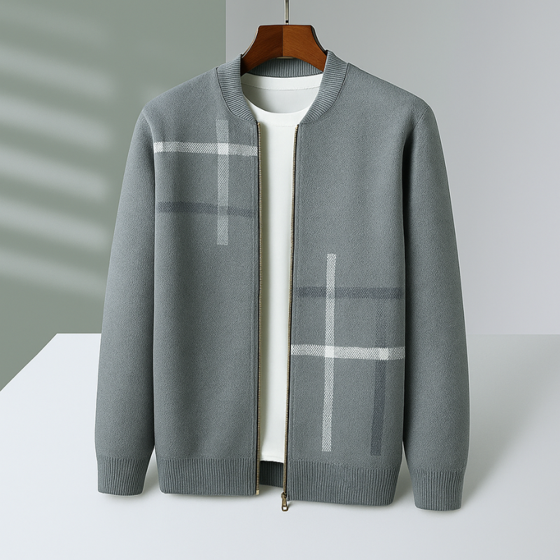 Men's Checked Cardigan | Zip Up