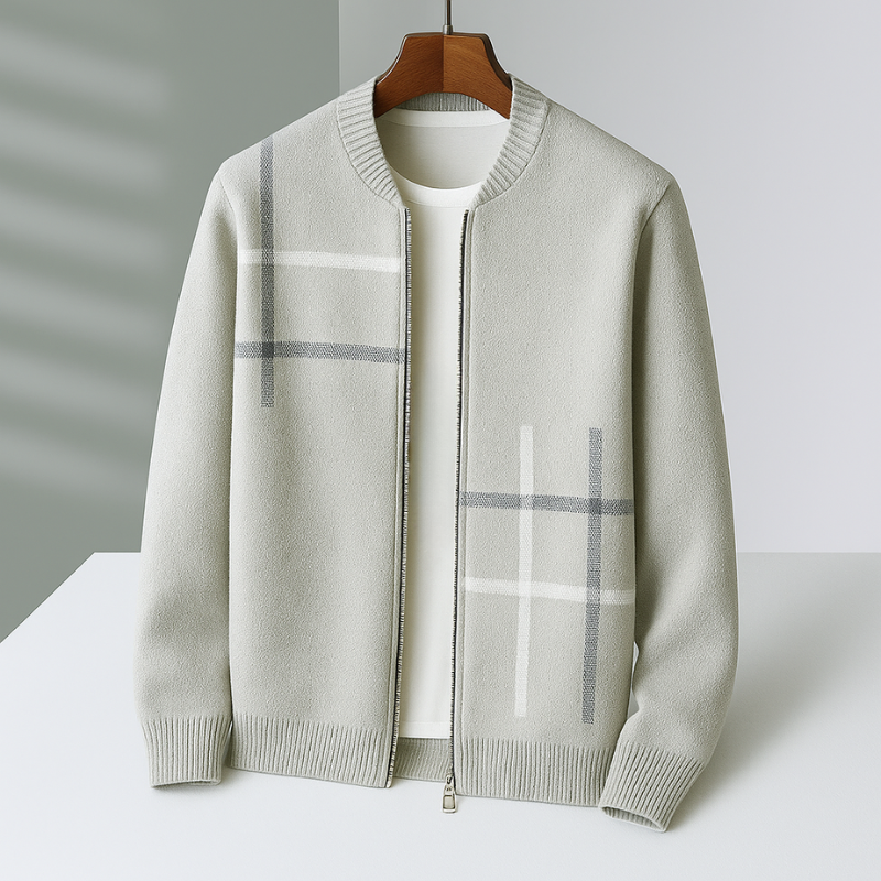 Men's Checked Cardigan | Zip Up