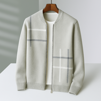 Men's Checked Cardigan | Zip Up