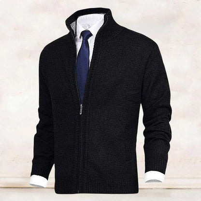 Men's Funnel Neck Knitted Cardigan | Zip Up