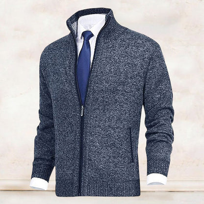 Men's Funnel Neck Knitted Cardigan | Zip Up