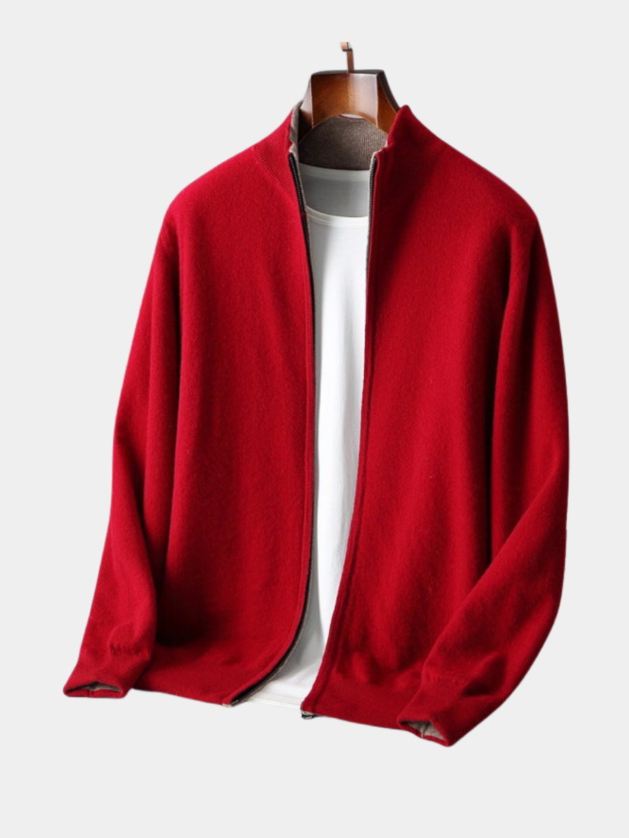 Men's Funnel Neck Zip Cardigan | Long Sleeve