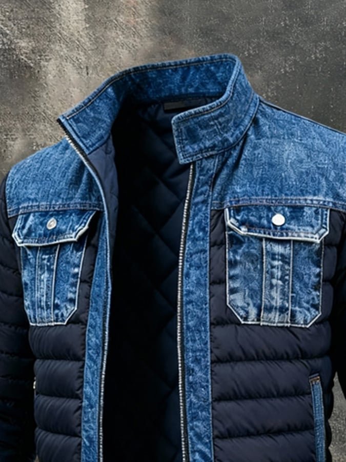 Montgomery | Colour-Block Winter Denim Puffer Jacket