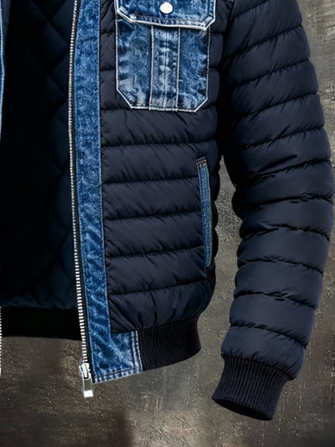 Montgomery | Colour-Block Winter Denim Puffer Jacket