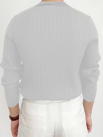 Montgomery Ribbed Polo Shirt | Long Sleeve