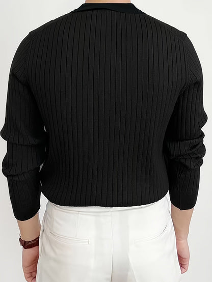 Montgomery Ribbed Polo Shirt | Long Sleeve